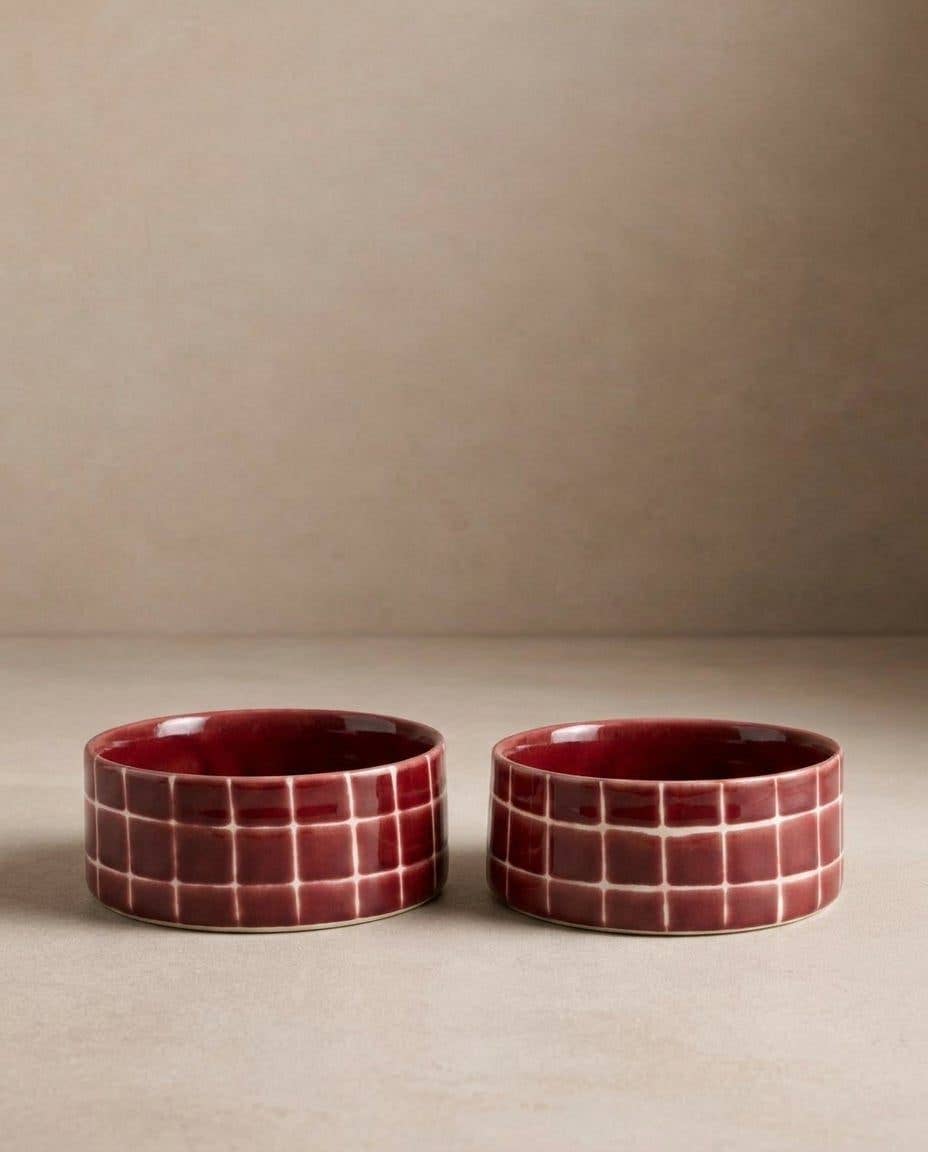 Pool Stoneware Pet Bowl 16,5cm Burgundy