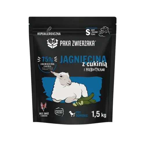 Karma sucha Jagnięcina z cukinią "S" 1,5kg Paka Zwierzaka