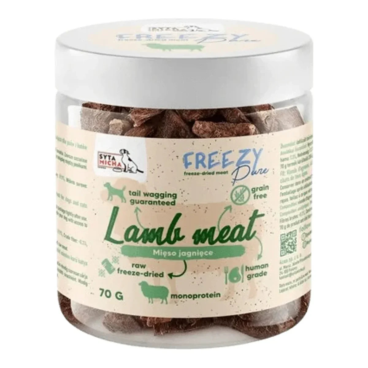 100% liofilizowane mięso jagnięce dla psa 70g FREEZY Pure – packshot produktu na białym tle