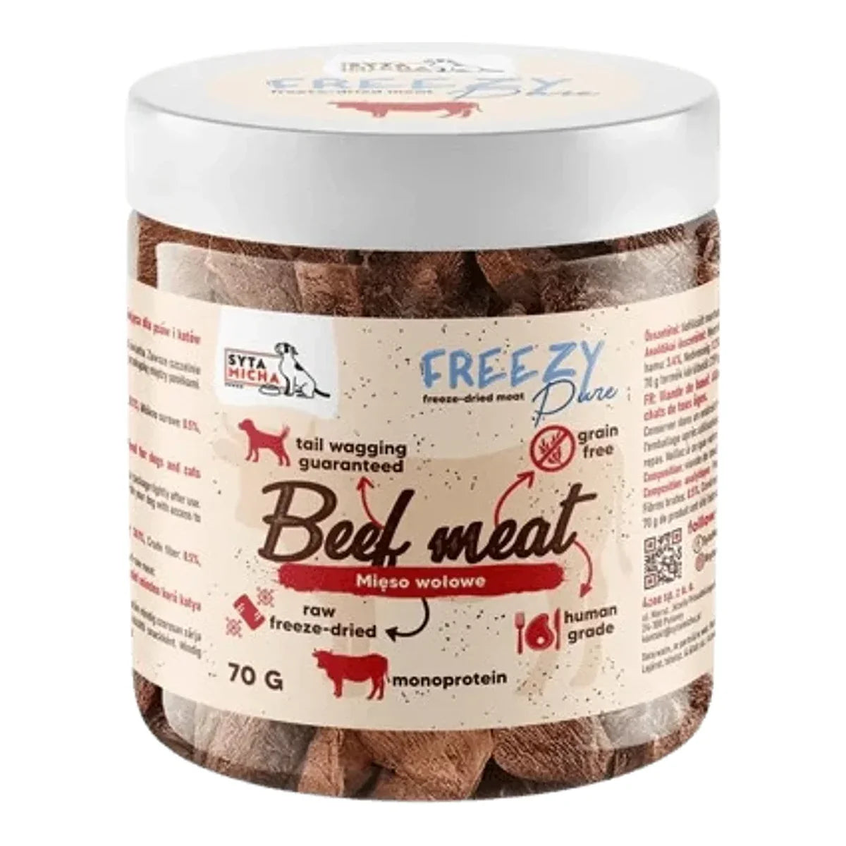 100% liofilizowane mięso wołowe dla psa 70g FREEZY Pure – packshot produktu na białym tle