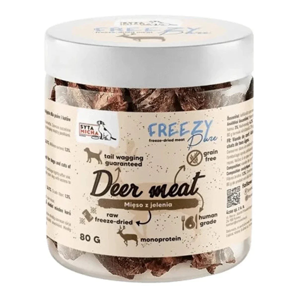 100% liofilizowane mięso z jelenia dla psa 80g FREEZY Pure – packshot produktu na białym tle