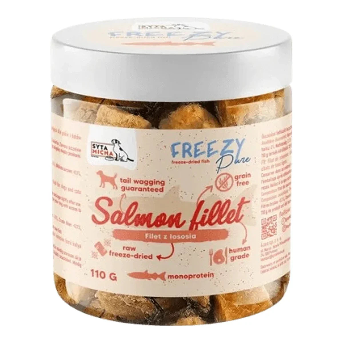 100% liofilizowany filet łososia dla psa 110g FREEZY Pure – packshot produktu na białym tle