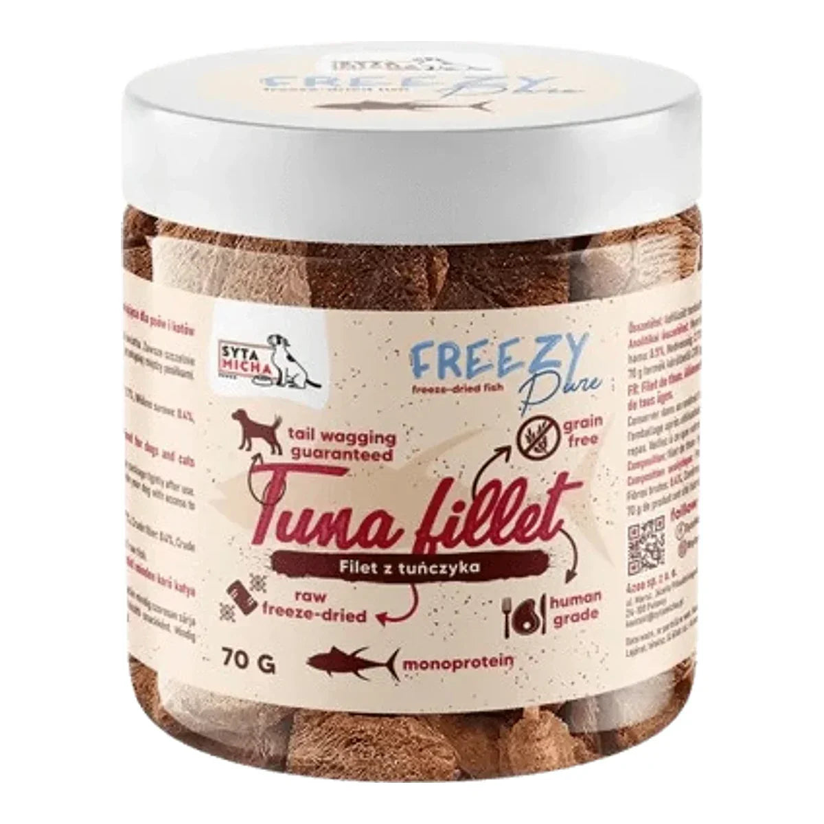 100% liofilizowany filet z tuńczyka dla psa 70g FREEZY Pure – packshot produktu na białym tle