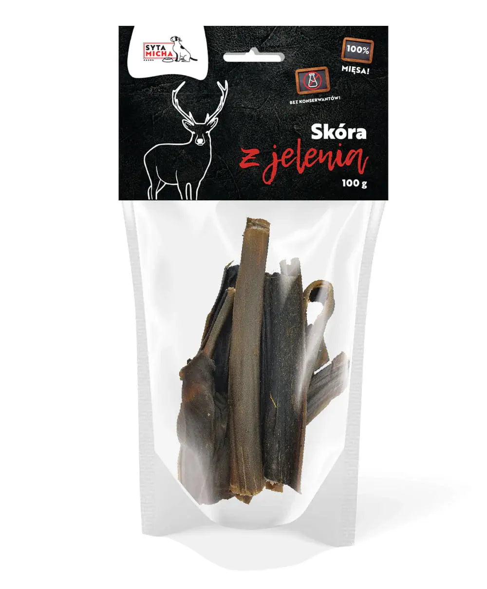 Syta Micha Suszona skóra z jelenia dla psa 100g Syta Micha