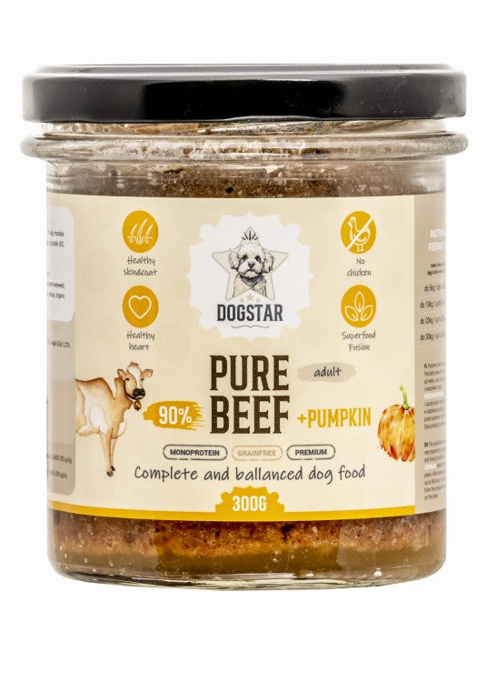 DOGSTAR – karma mokra dla psa wołowina z dynią i cukinią 90% mięsa – pełnoporcjowa – 300g
