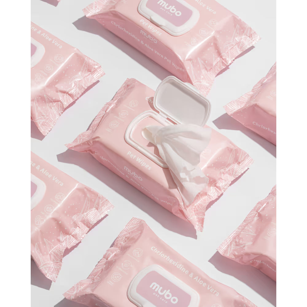 Mubo Chlorhexidine & Aloe Pet Wipes 40szt. - chusteczki z chlorheksydyną i aloesem dla psa i kota, 20x30cm Mubo Pet Care
