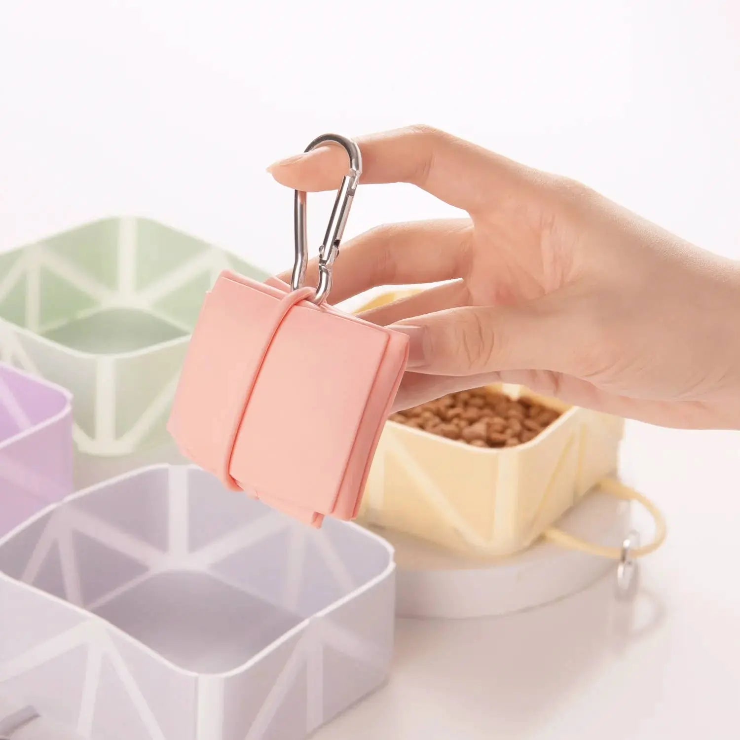 Pastel travel bowl for dogs, feeding bowl, collapsible travel bowl: Purple