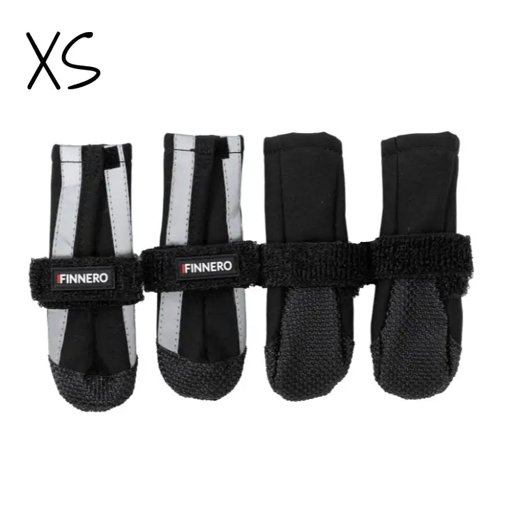 New: FINNERO Halla Softshell Dog Booties, 4 Pcs/Pack Black, XS