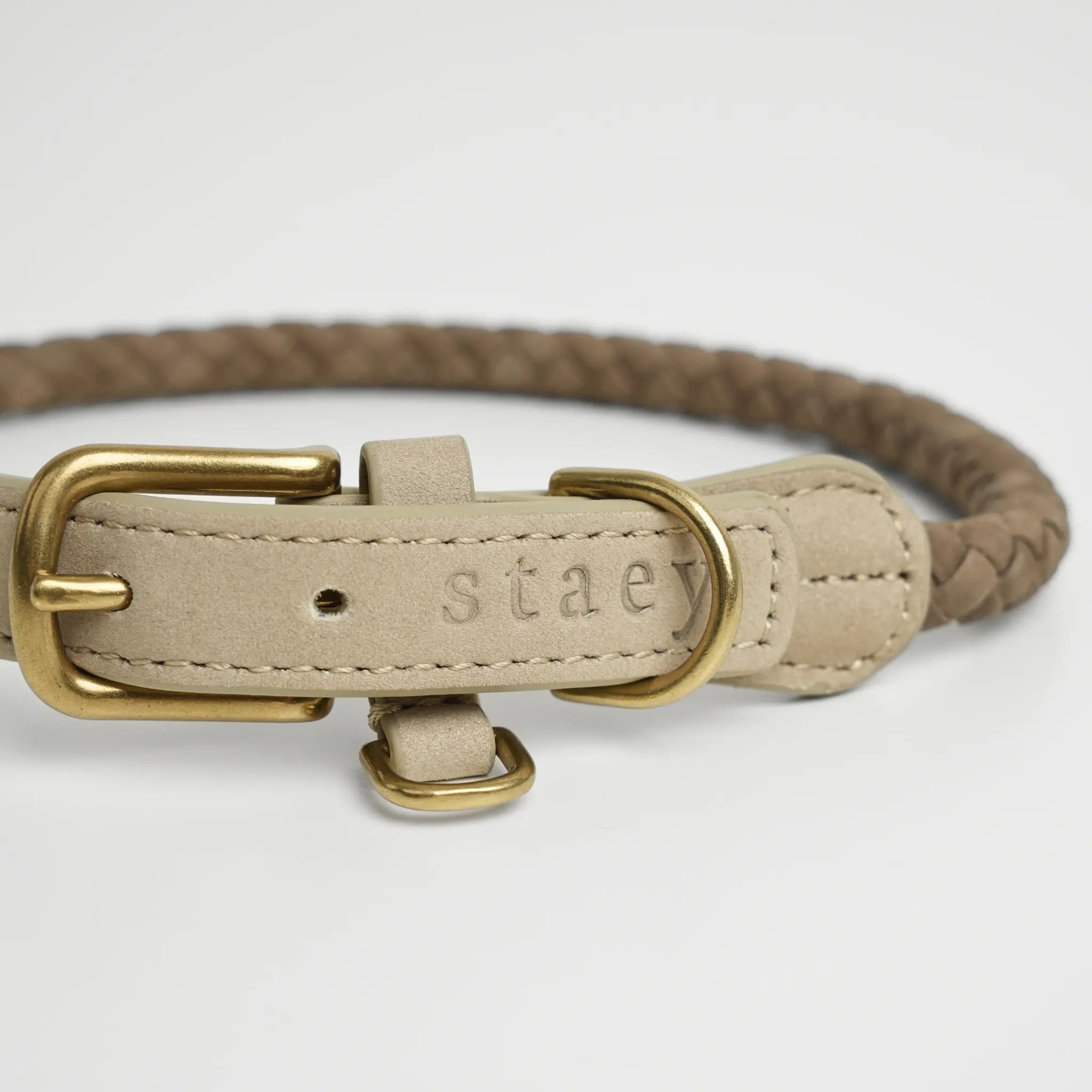 Kaia Braided Dog Collar | Taupe