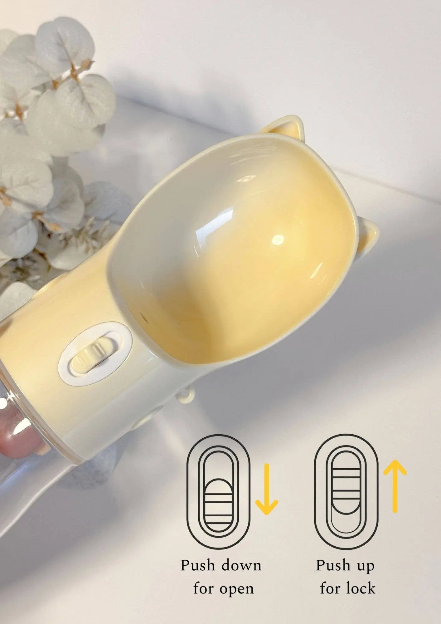 Cute Ears Water Bottle for Pets, Dog Water Bottle: Yellows