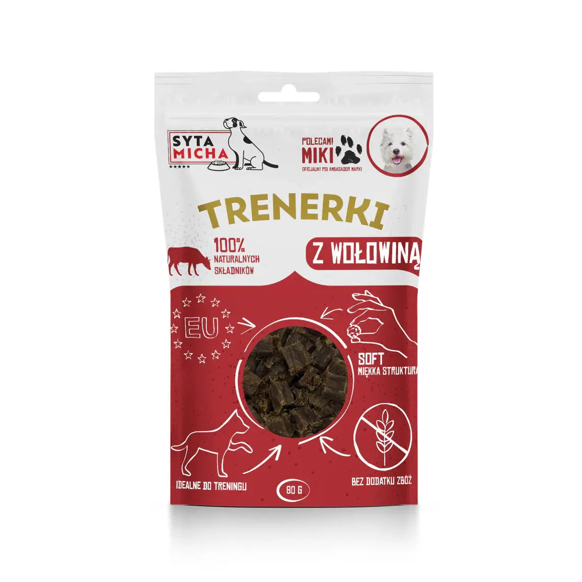 Trenerki z wołowiną dla psa 80g Syta Micha