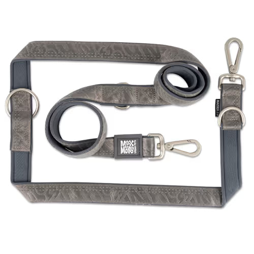 Max&Molly Multi Function Leash Matrix 2.0 Stone - przepinana smycz dla psa, odblaskowa, szara Max&Molly