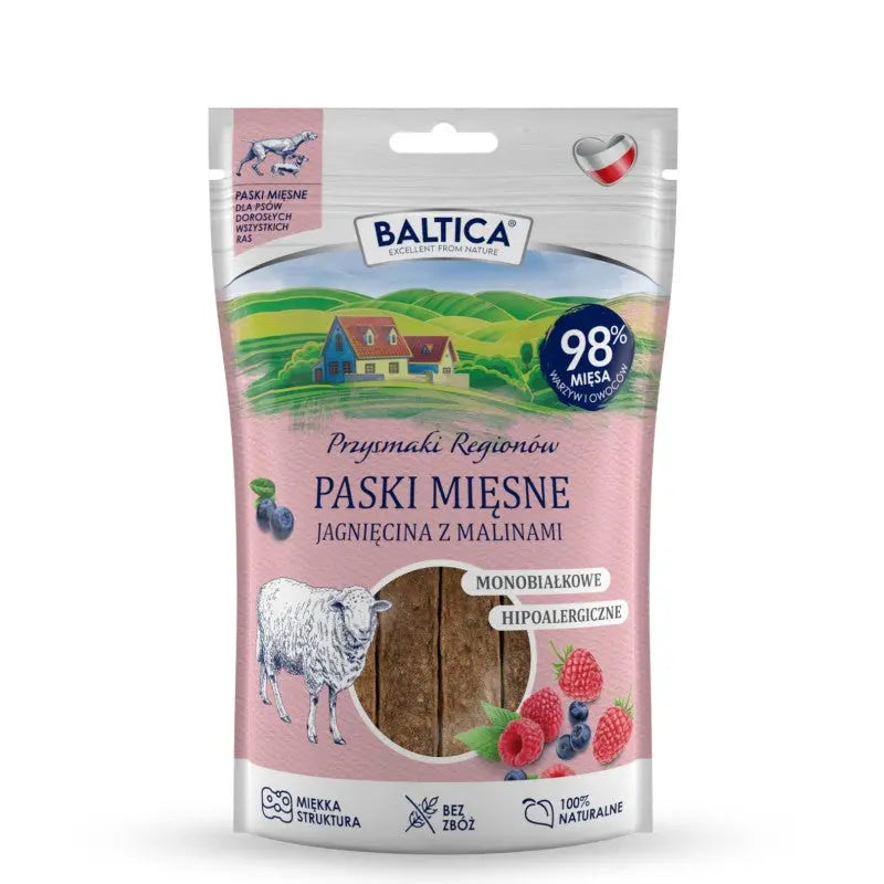 Baltica – Jagnięcina z malinami 90g – Mięsne paski – Przysmaki Regionów