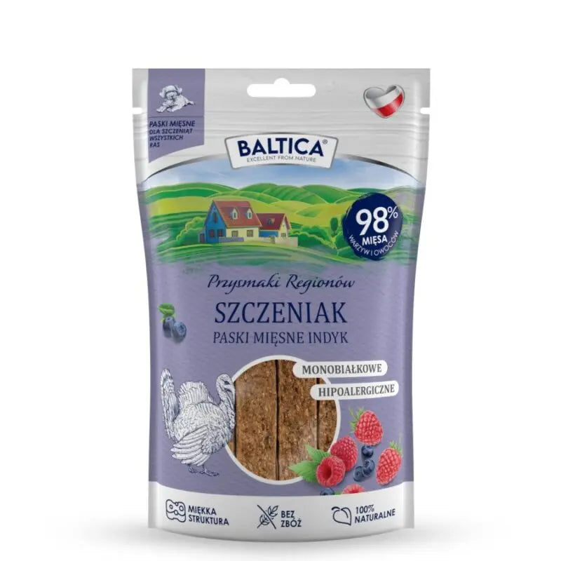 Baltica – Szczeniak Indyk 90g – Mięsne paski – Przysmaki Regionów