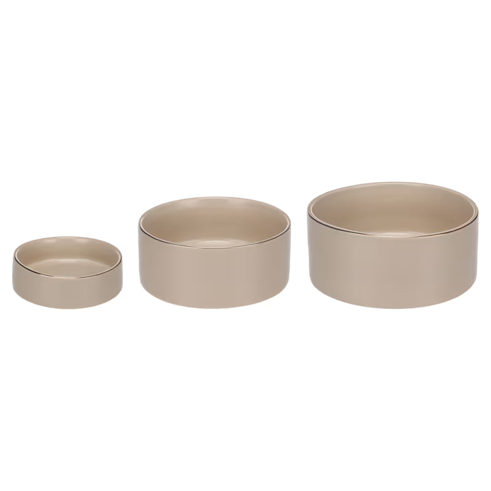 Flamingo Eram Ceramic Bowl - miska ceramiczna dla psa, kota, beżowa z błyszczącym rantem S Flamingo