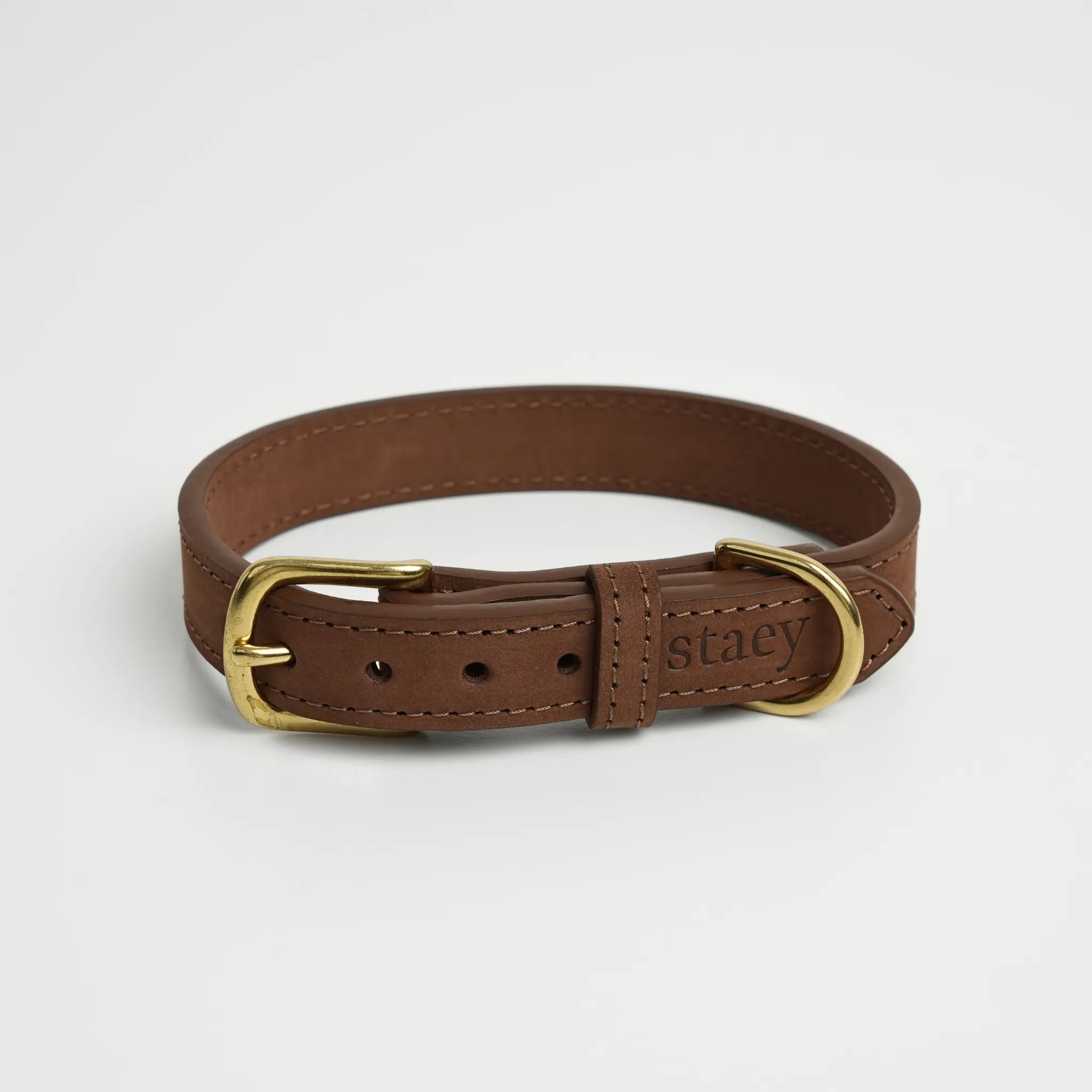 Grace Leather Dog Collar | Chestnut: XS