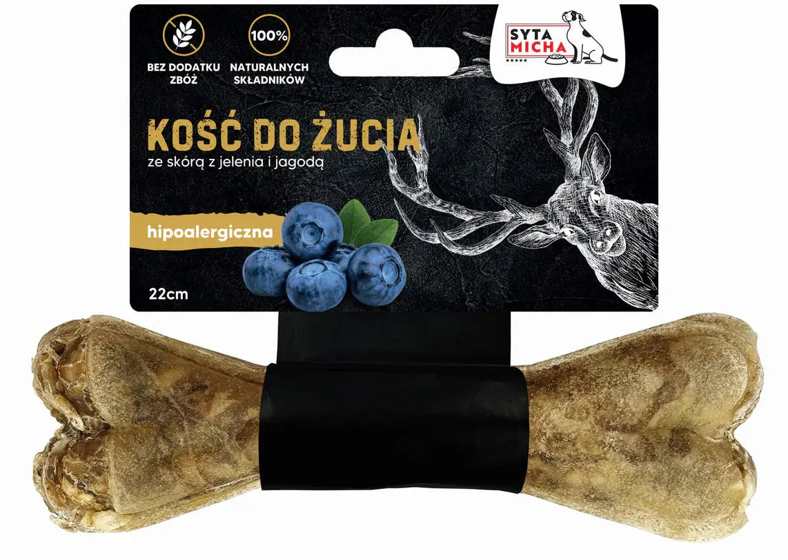 Kość do żucia dla psa hipoalergiczna jeleń z jagodami 22cm MAXXI Syta Micha