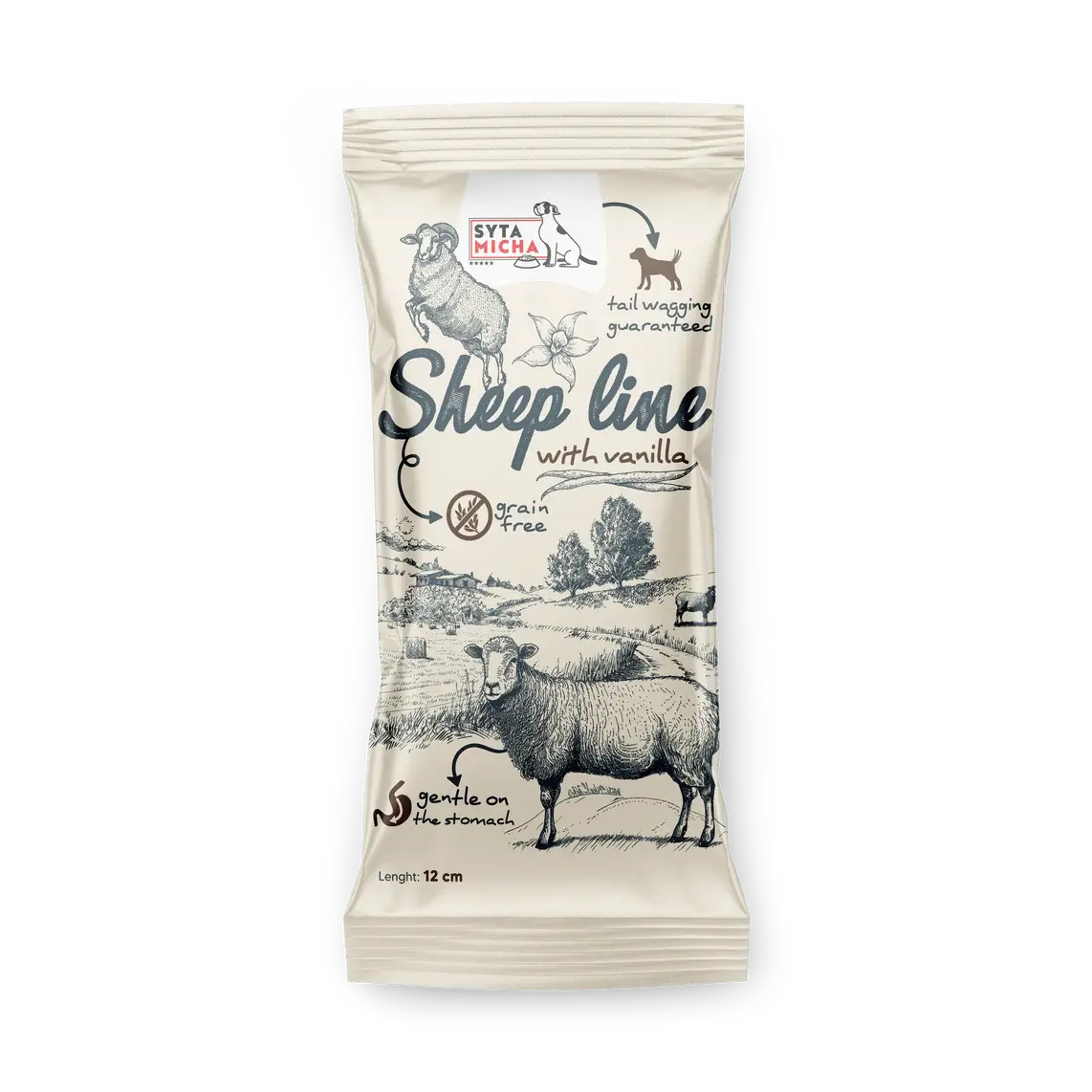 Syta Micha Sheep Line Kość do żucia dla szczeniąt Owca z wanilią 12cm Syta Micha
