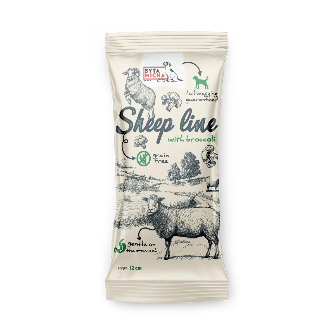 Syta Micha Sheep Line Kość do żucia Owca z brokułem 12cm Syta Micha