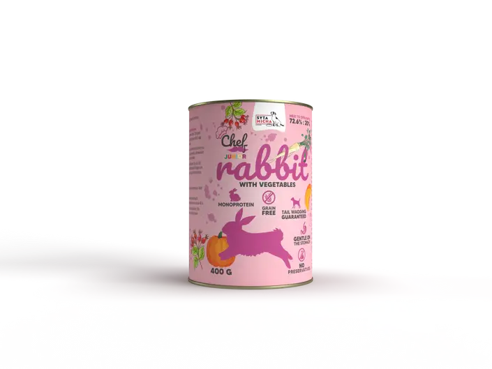 Mokra karma dla psa Królik z warzywami JUNIOR 400g Syta Micha