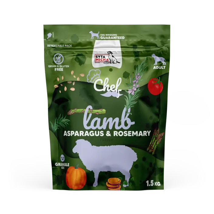 Sucha karma dla psa Jagnięcina, szparagi i rozmaryn 1.5kg Syta Micha