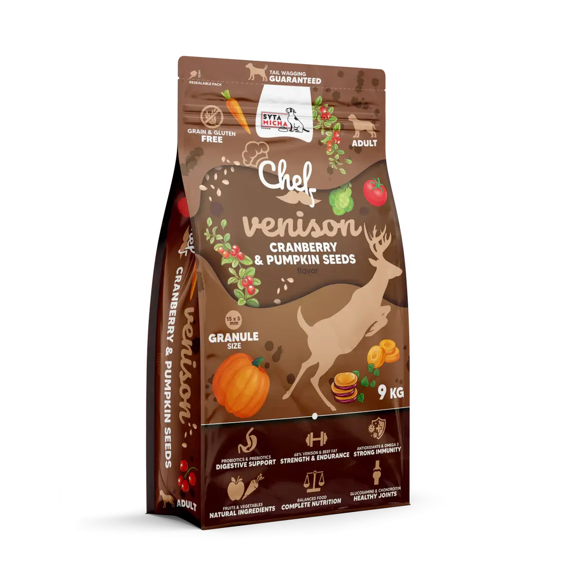 Sucha karma dla psa Dziczyzna, żurawina i pestki dyni 9kg