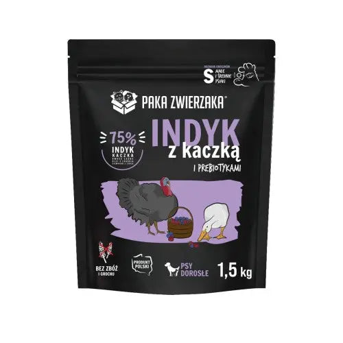 Karma sucha Indyk z kaczką ''S'' - 1.5kg Paka Zwierzaka
