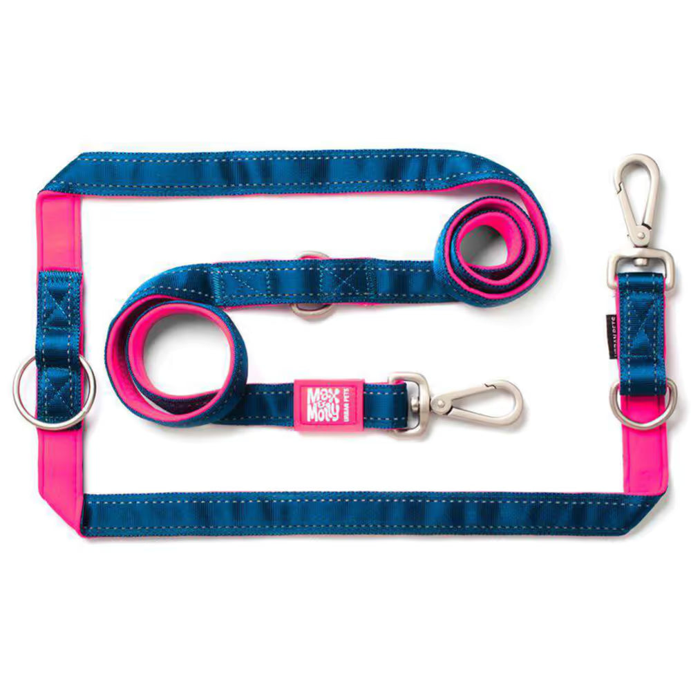 Max&Molly Multi-Leash Matrix Pink - smycz przepinana dla psa z odblaskowymi przeszyciami, 200cm - S Max&Molly
