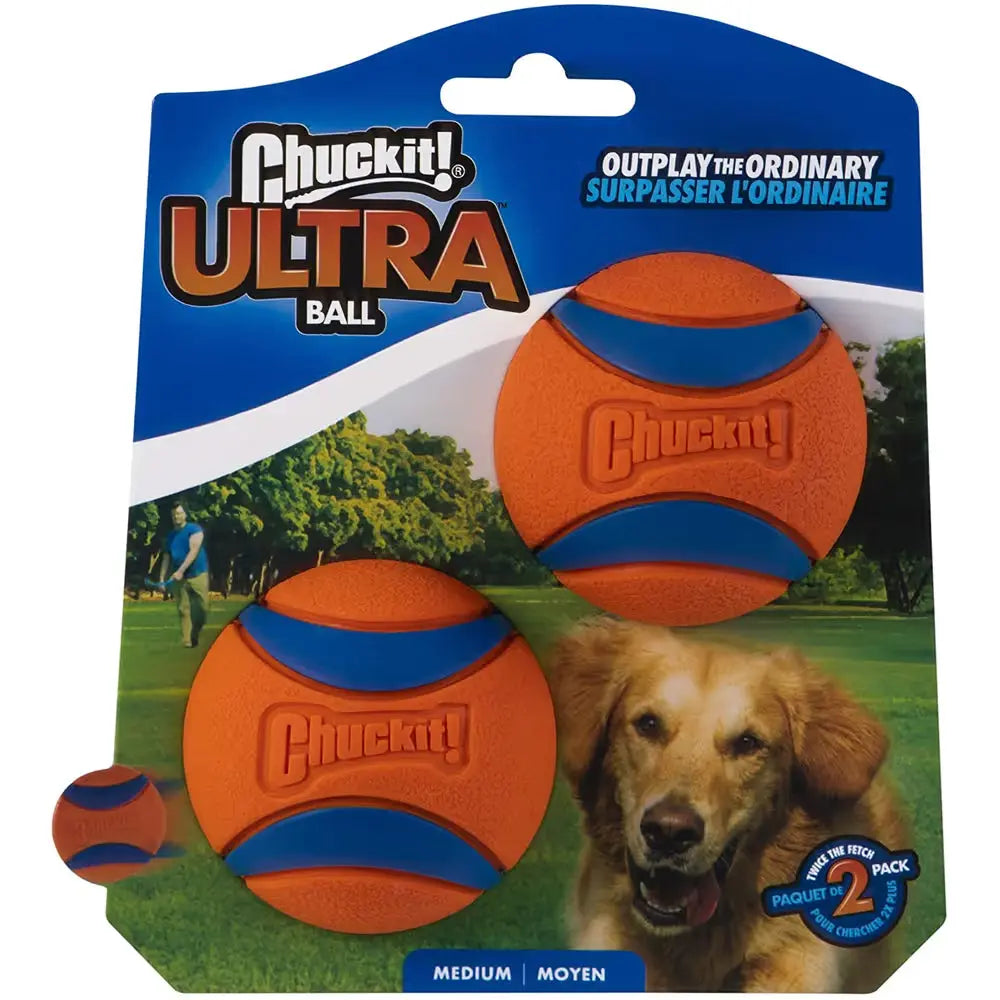 Chuckit! Ultra Ball M (6,4cm) - sprężysta piłka dla psa, bez piszczałki - 2szt.