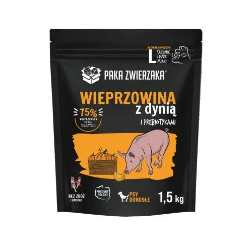 Karma sucha  Wieprzowina z dynią ''L'' - 1.5kg Paka Zwierzaka