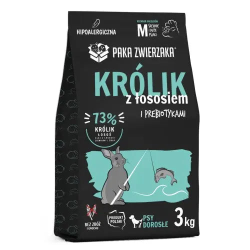 Karma sucha Królik z łososiem "M" 3kg Paka Zwierzaka