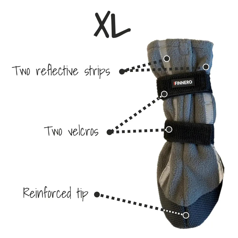 FINNERO Halla Reflective Booties For Dogs 4pcs/pac, grey, XL