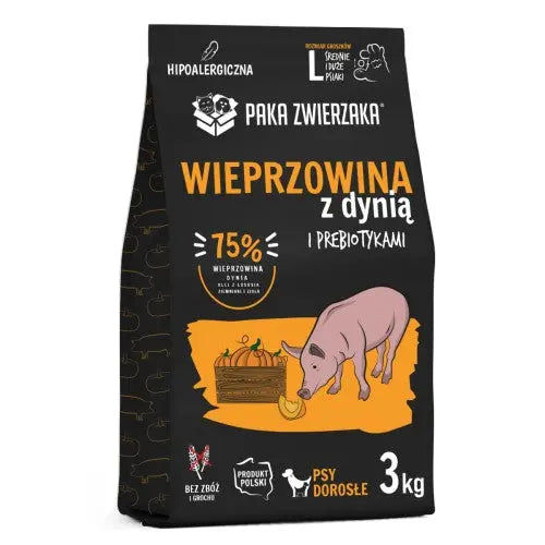 Karma sucha Wieprzowina z dynią "L" 3kg Paka Zwierzaka