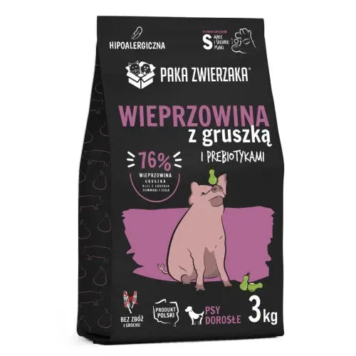 Karma sucha Wieprzowina z gruszką "S" 3kg Paka Zwierzaka
