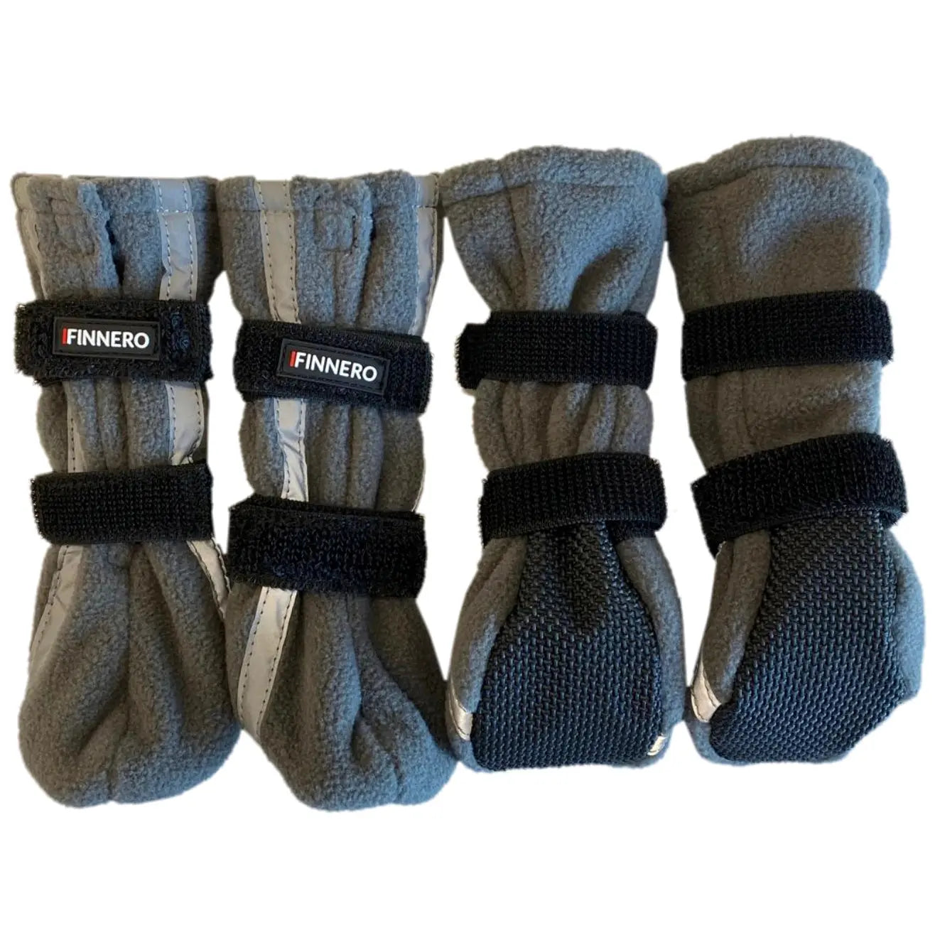 FINNERO Halla Reflective Booties For Dogs 4pcs/pac, grey, XL