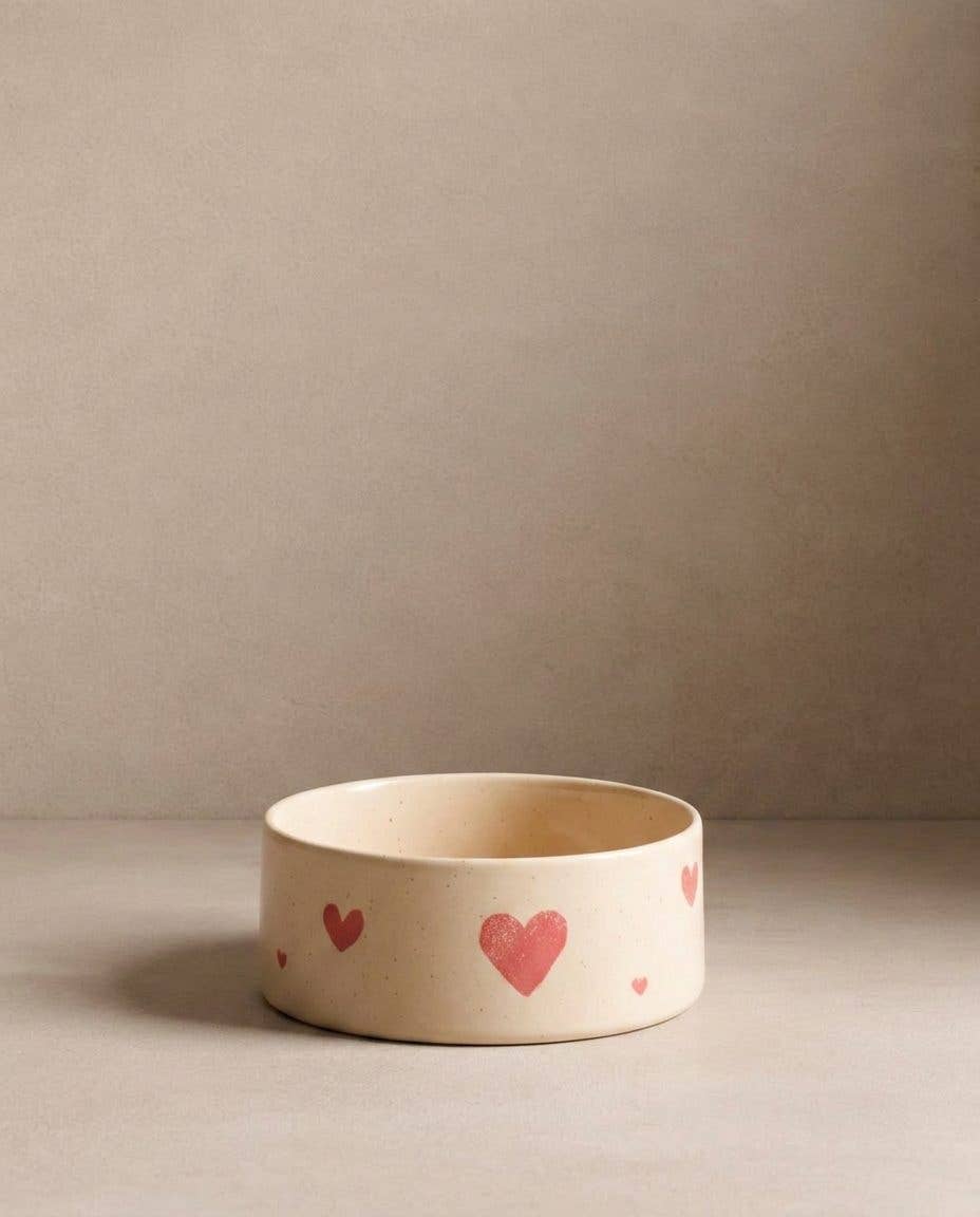 Cozy Hearts Stoneware Pet Bowl 16,5cm