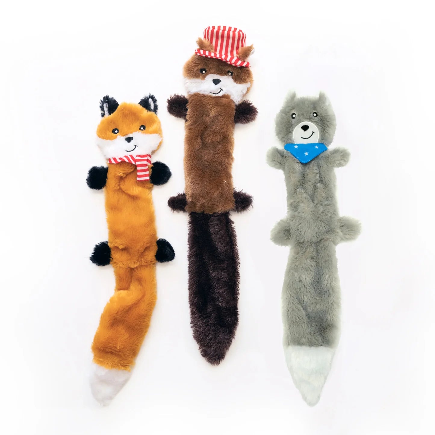 ZippyPaws Skinny Peltz Zabawka dla psa, lis, szop pracz, wiewiórka, 3 szt.
