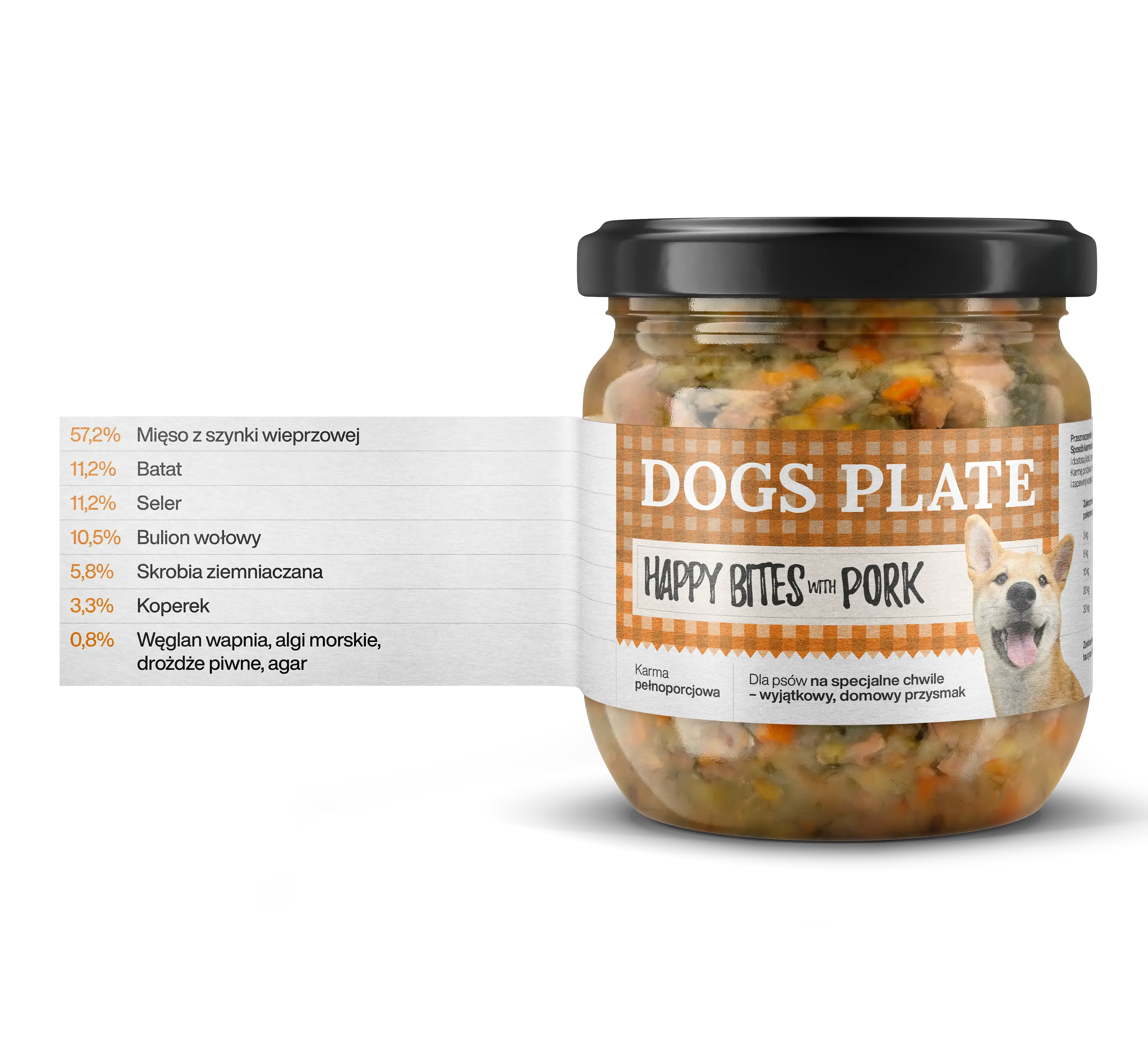 Dogs Plate Happy Bites z wieprzowiną 380g