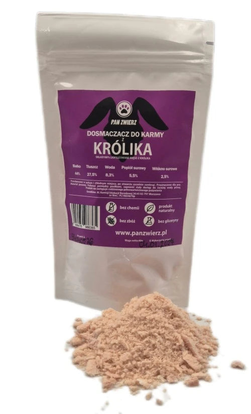 Dosmaczacz z liofilizowanego królika 40 g – naturalna posypka do karmy