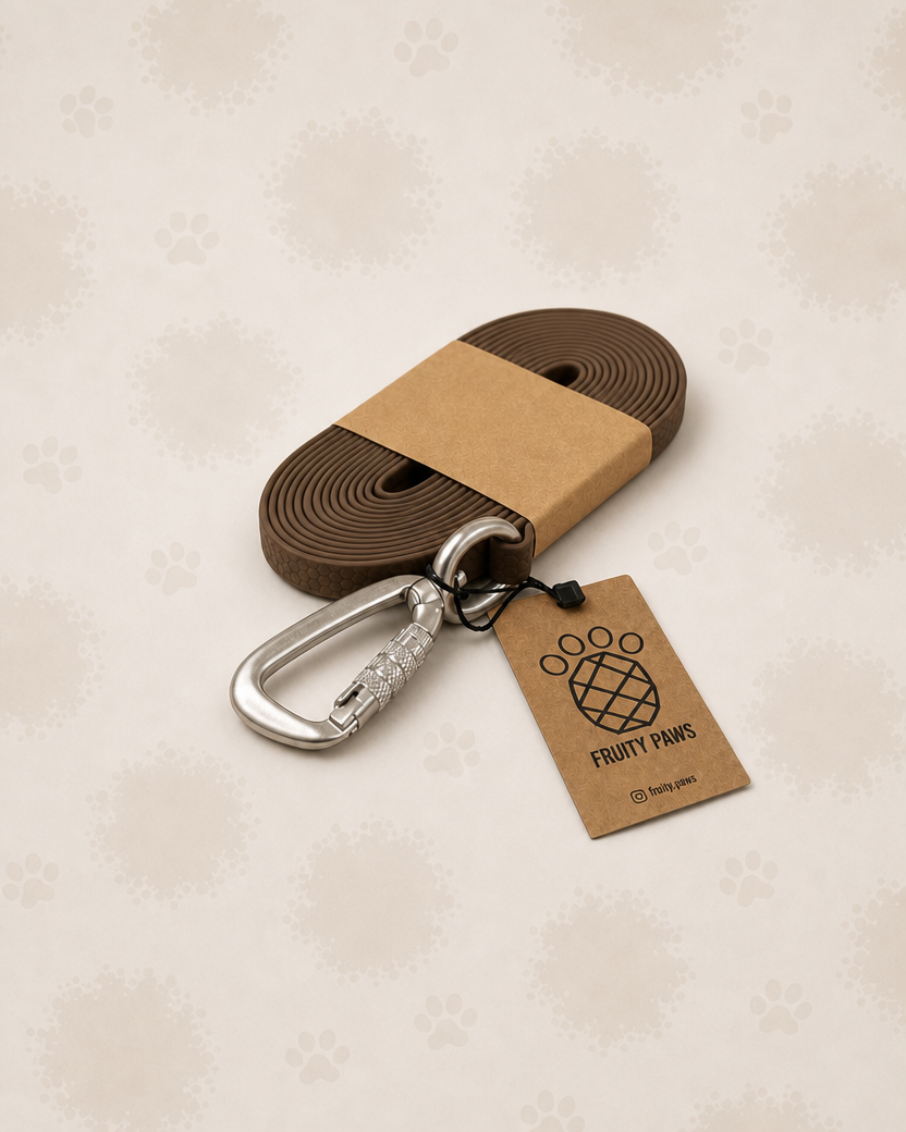 Linka treningowa dla psa 5m / 16mm CHESTNUT HEXA/ KARABIŃCZYK ALUMINIOWY Z BLOKADĄ (srebrny)