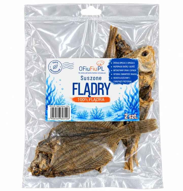 Suszone FLĄDRY dla psa naturalny rybny przysmak 2 szt.
