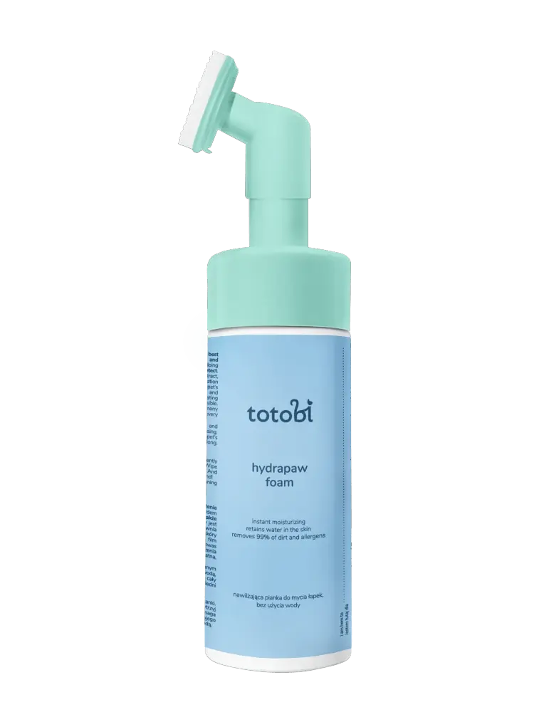 Totobi Hydrapaw Foam - Nawilżająca pianka do mycia łapek, bez użycia wody z silikonową szczoteczką dla psa i kota, 200 ml Totobi