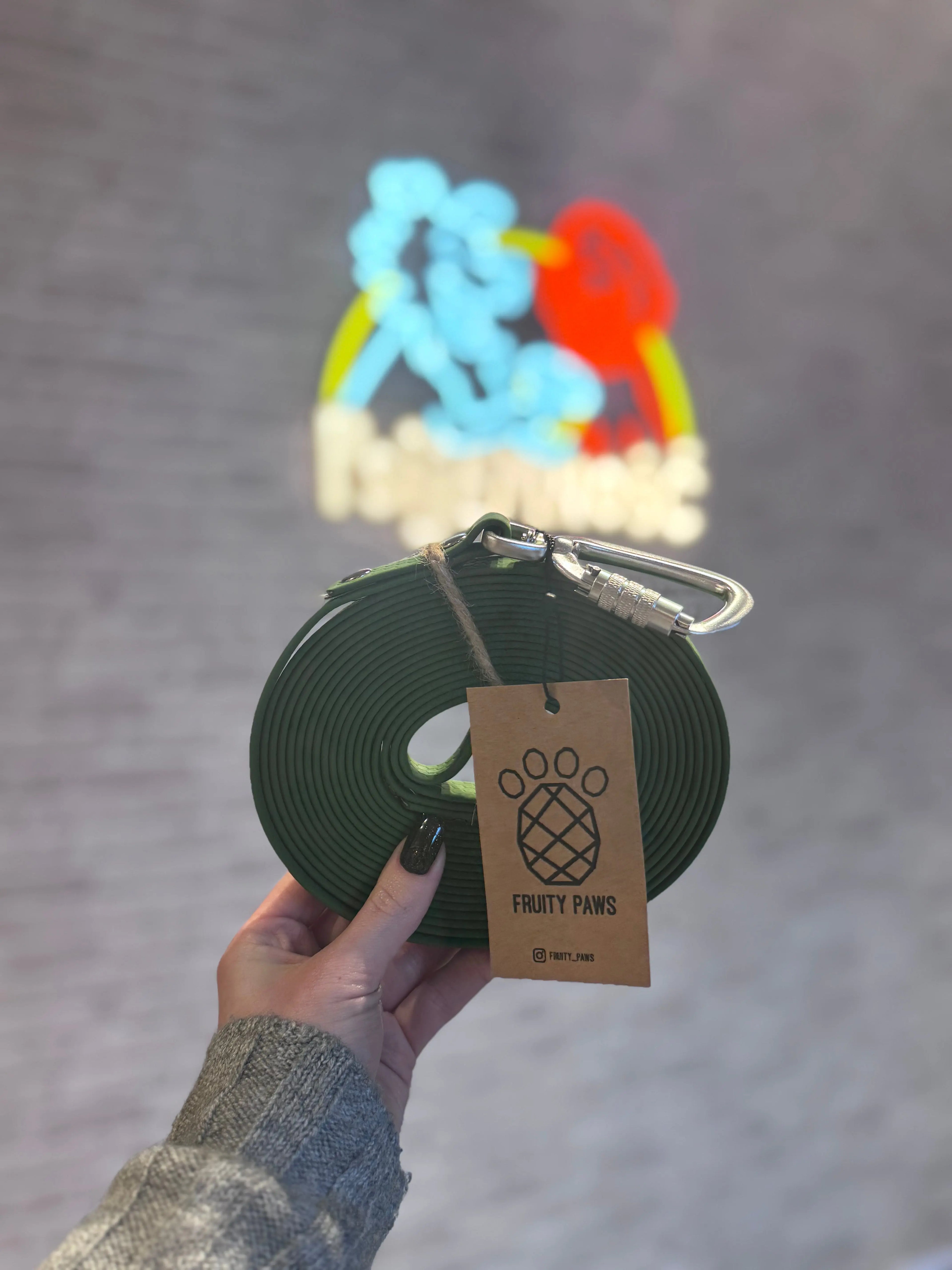 Linka treningowa dla psa 5m / 16mm  MOSS GREEN Fruity Paws