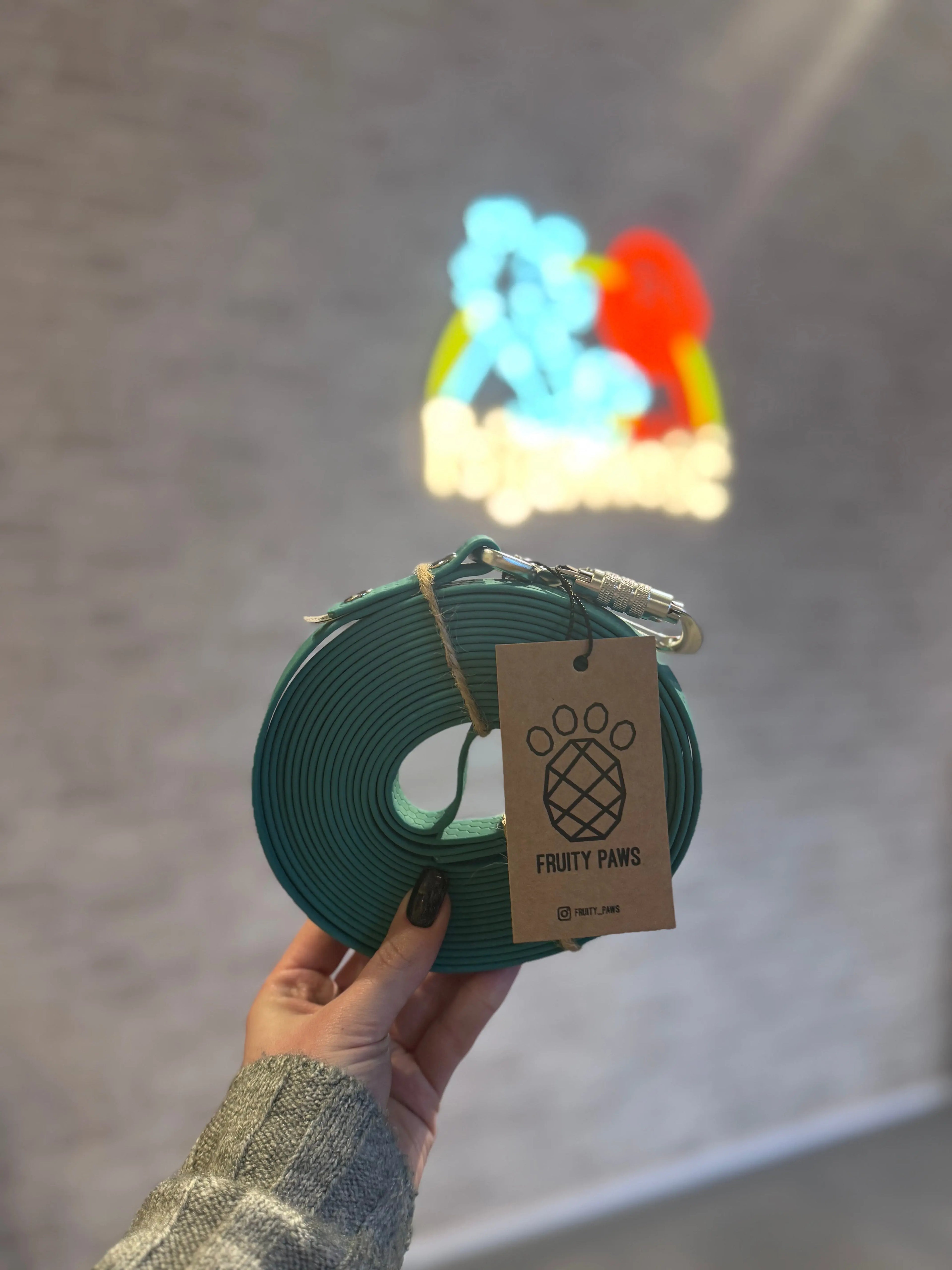 Linka treningowa dla psa 5m / 16mm | TURQUOISE Fruity Paws