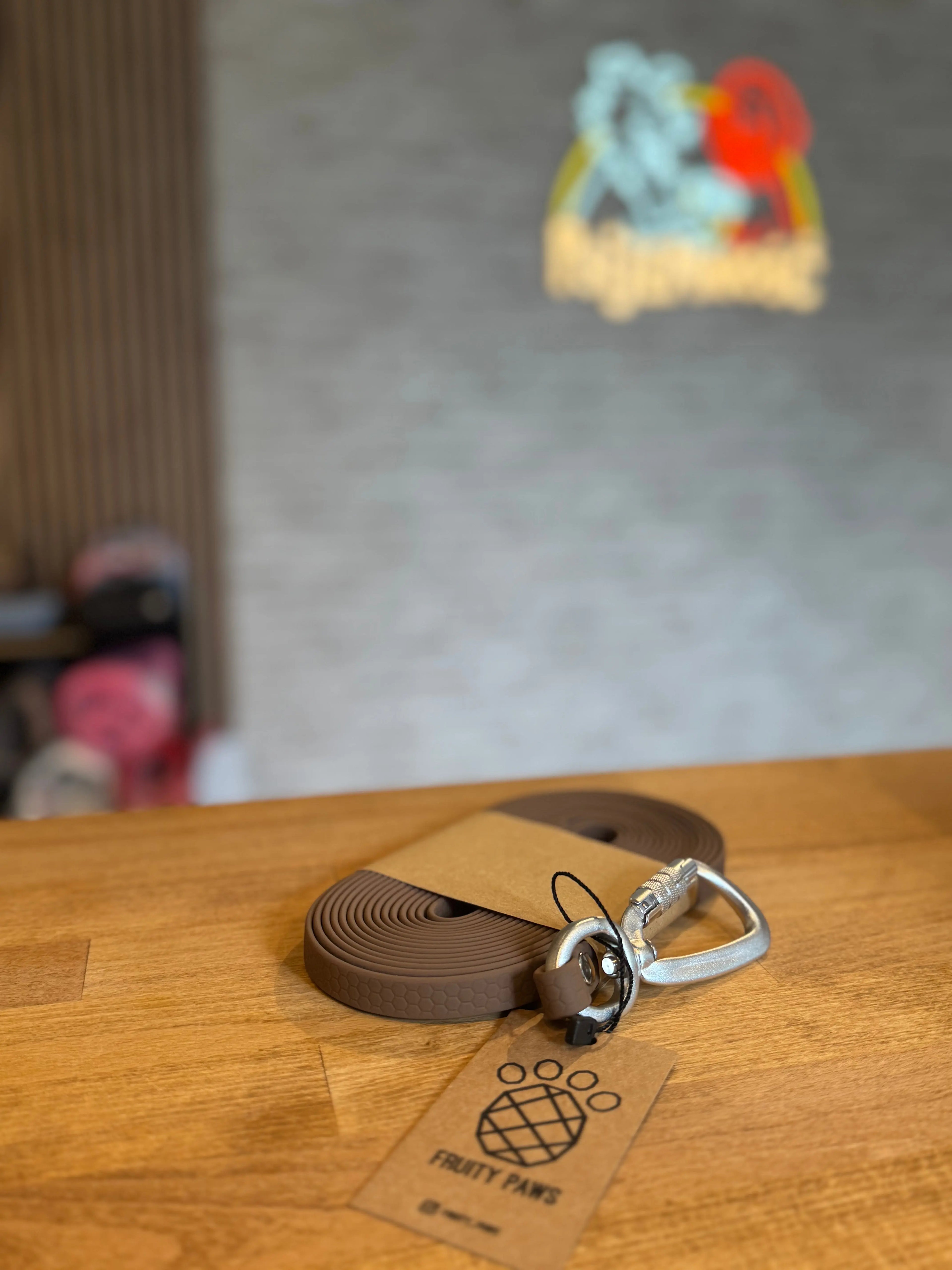 Linka treningowa dla psa 5m | 13mm CHESTNUT HEXA/ KARABIŃCZYK ALUMINIOWY Z BLOKADĄ (srebrny)