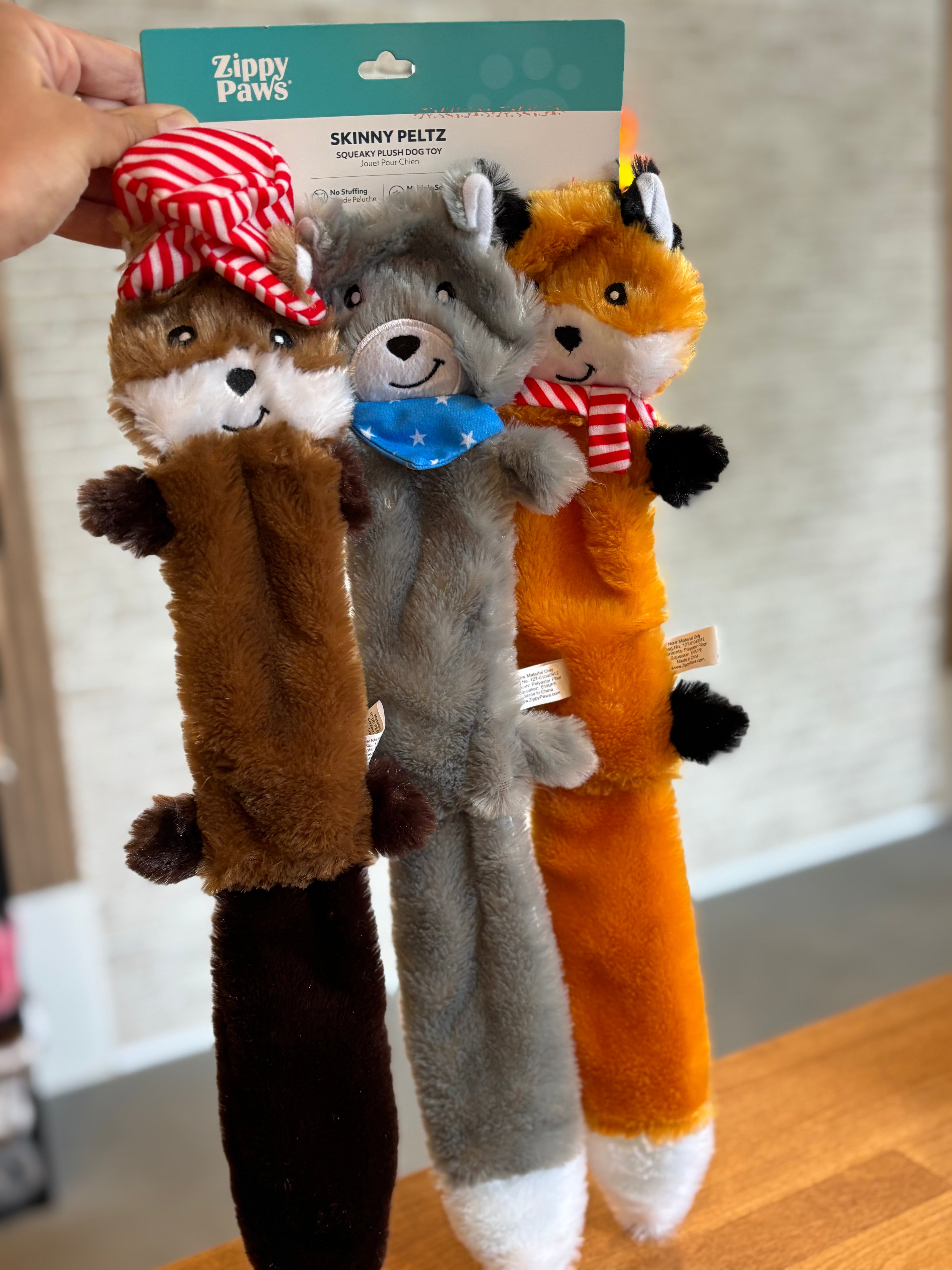 ZippyPaws Skinny Peltz Zabawka dla psa, lis, szop pracz, wiewiórka, 3 szt.