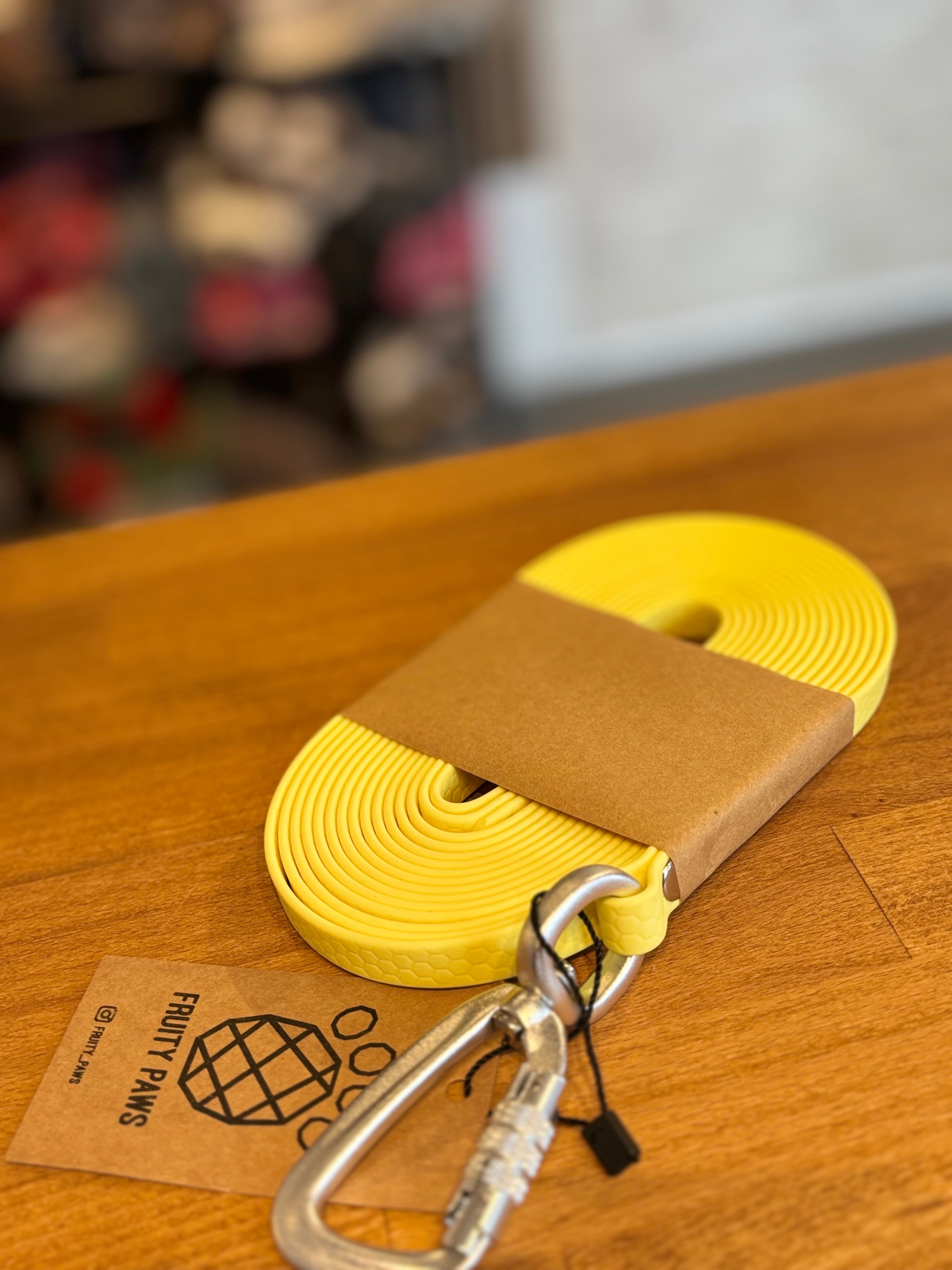 Linka treningowa dla psa 5m / 13mm BANANA HEXA/ KARABIŃCZYK ALUMINIOWY Z BLOKADĄ (srebrny)