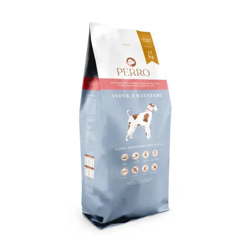 Karma sucha Indyk z batatami – bezzbożowa formuła dla psów dorosłych średnich i dużych ras 1kg Perro