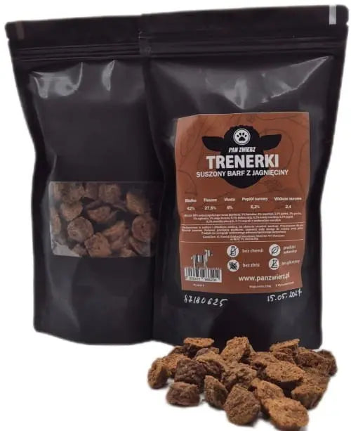 Trenerki -SUSZONY BARF Z JAGNIĘCINY 250g Pan Zwierz