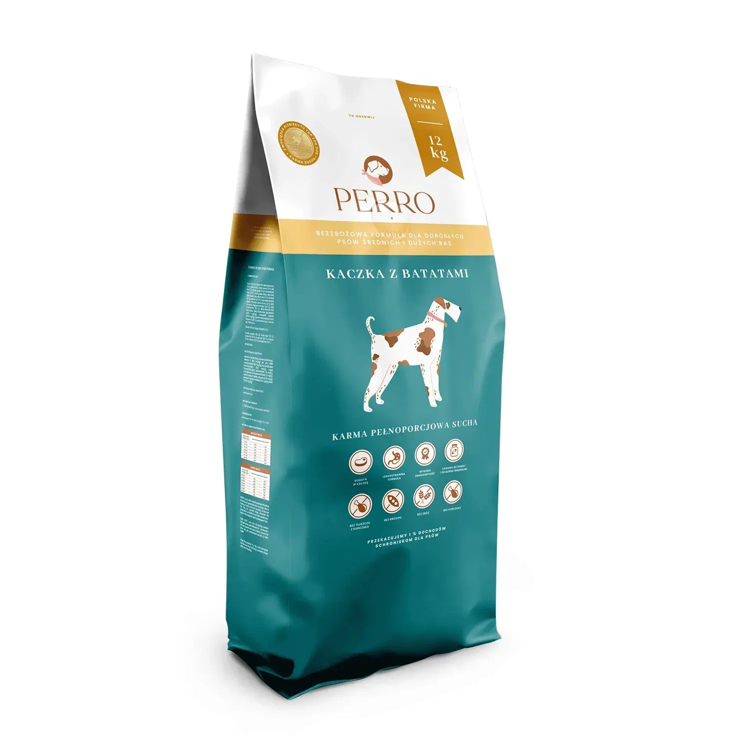 Karma sucha Kaczka z batatami – bezzbożowa formuła dla psów dorosłych średnich i dużych ras 12kg Perro